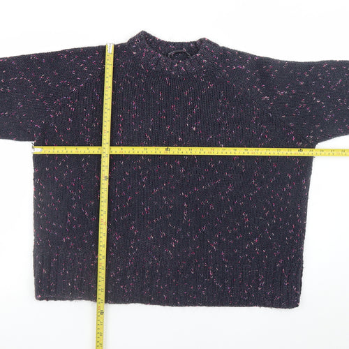 Marks and Spencer Womens Black Size 18 Chunky Knit Crew Neck Jumper
