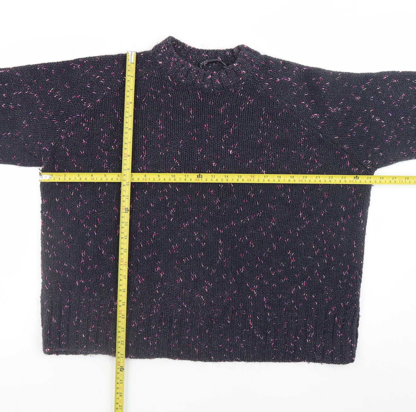 Marks and Spencer Womens Black Size 18 Chunky Knit Crew Neck Jumper