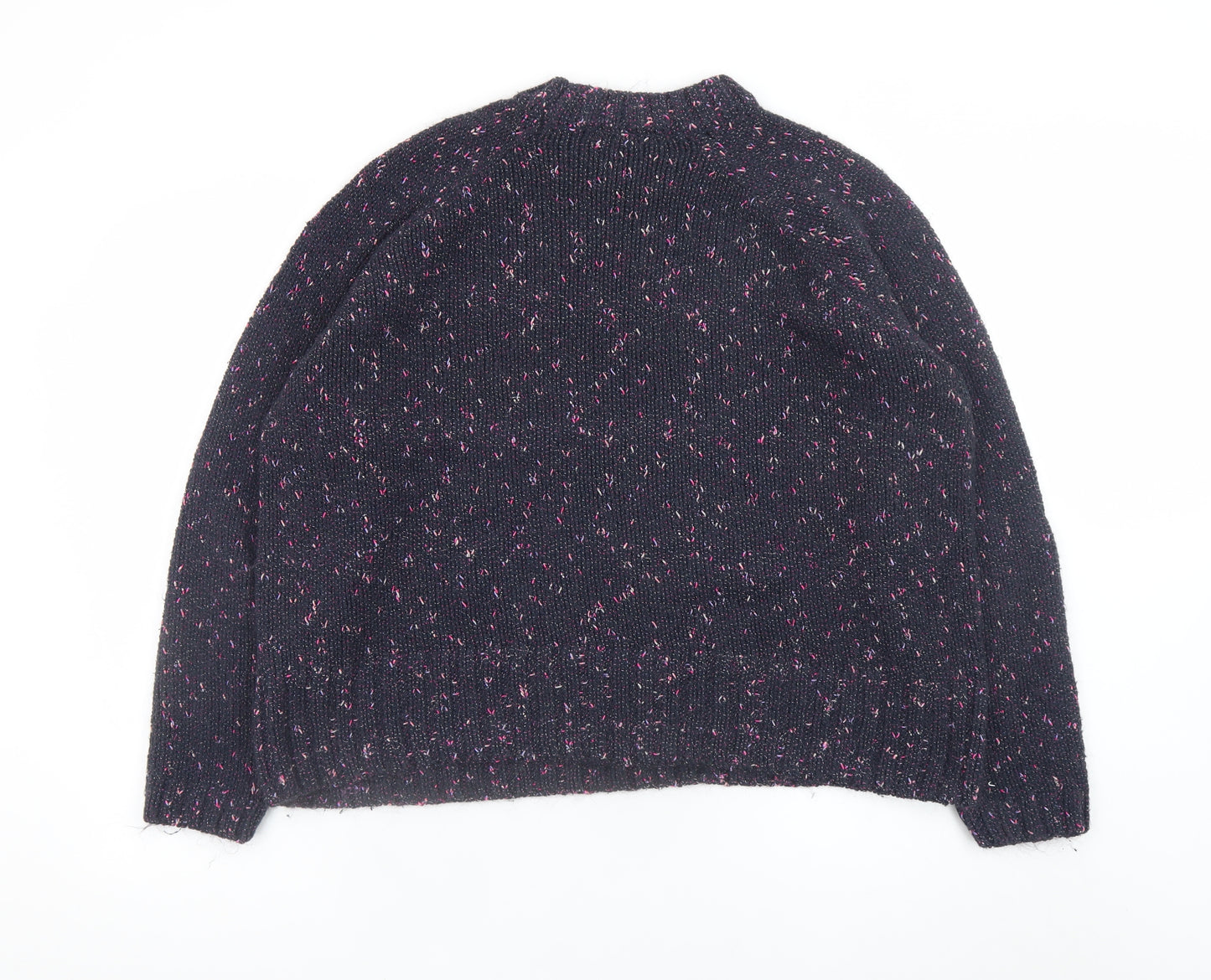 Marks and Spencer Womens Black Size 18 Chunky Knit Crew Neck Jumper