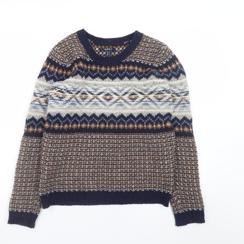 GANT Men's Multicoloured Fair Isle Wool Jumper Size S