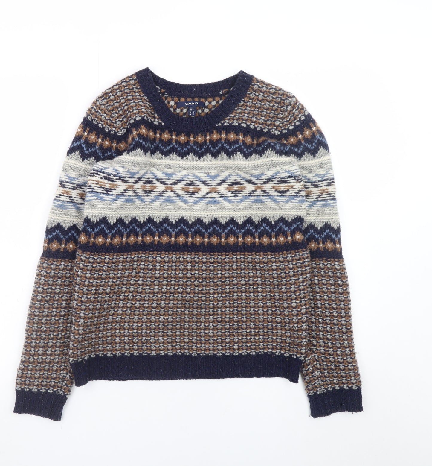 GANT Men's Multicoloured Fair Isle Wool Jumper Size S