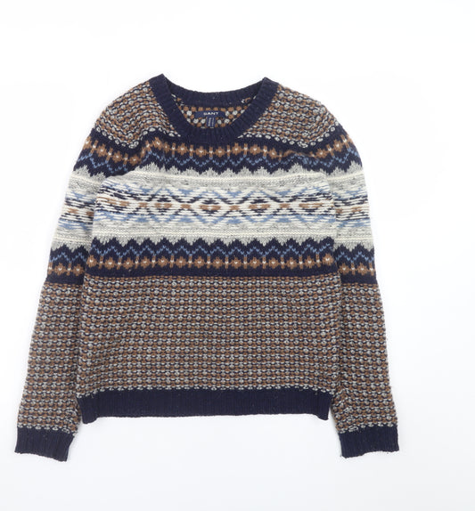 GANT Men's Multicoloured Fair Isle Wool Jumper Size S