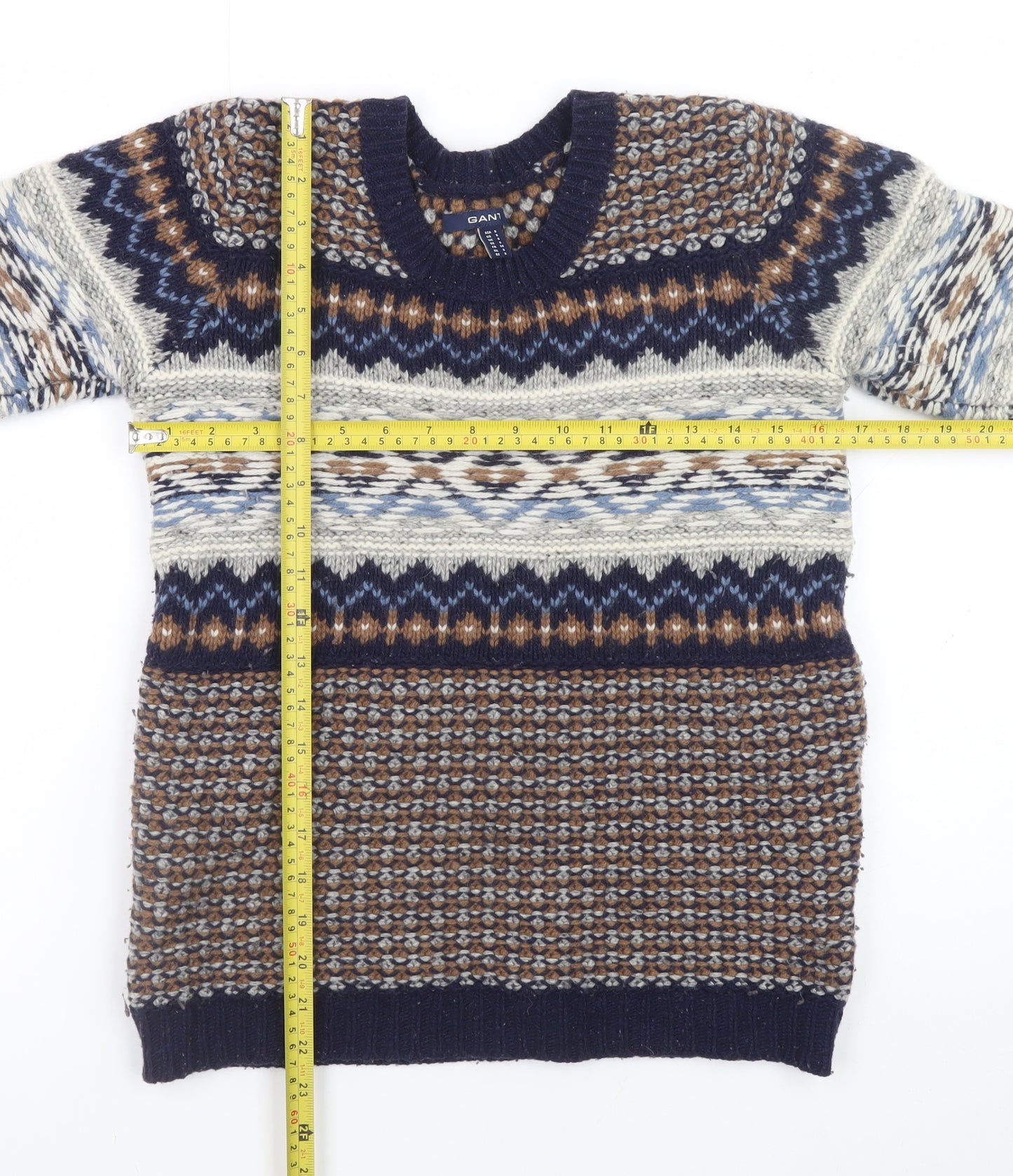 GANT Men's Multicoloured Fair Isle Wool Jumper Size S
