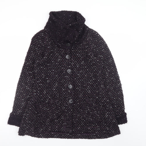 Sahara Women's Black Wool Blend Button Cardigan Size S