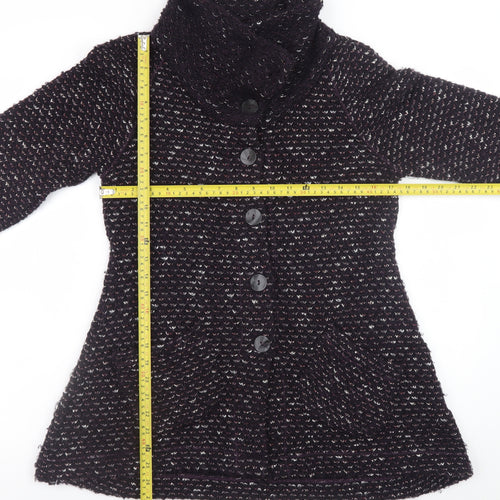 Sahara Women's Black Wool Blend Button Cardigan Size S
