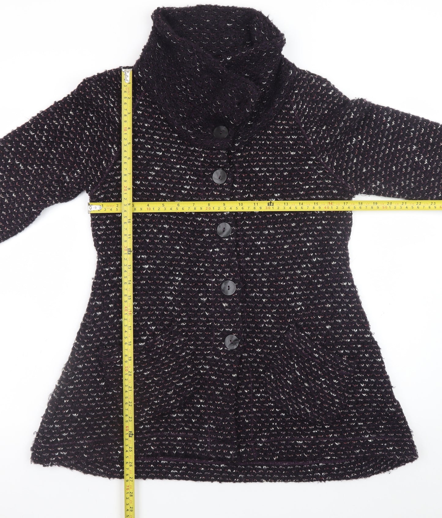 Sahara Women's Black Wool Blend Button Cardigan Size S