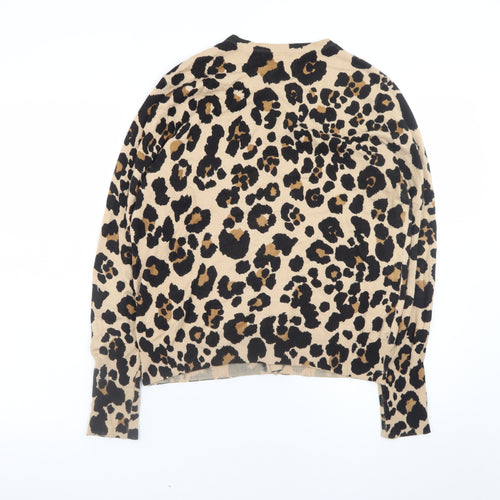 Marks and Spencer Womens Beige Leopard Print Cardigan Size 14 Viscose Blend