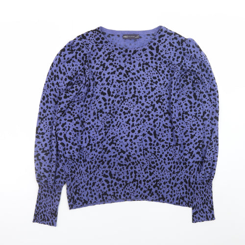 Marks and Spencer Women's Blue Animal Print Pullover Jumper Size 20