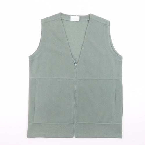 Cotswold Collections Women Green Zip Front Sleeveless Basic Tank Top S