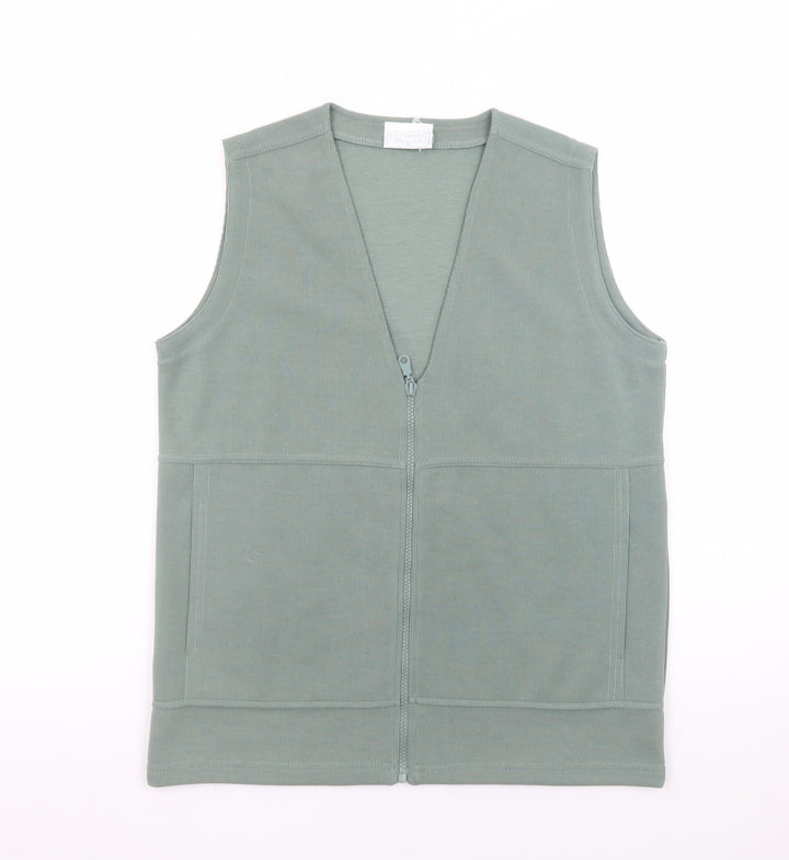 Cotswold Collections Women Green Zip Front Sleeveless Basic Tank Top S