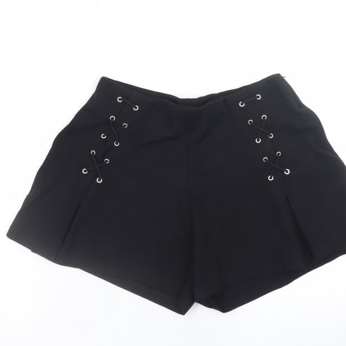Bellentina Womens Black Size 12 High Rise Lace Up Shorts