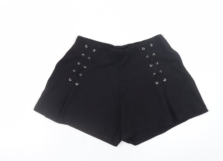 Bellentina Womens Black Size 12 High Rise Lace Up Shorts