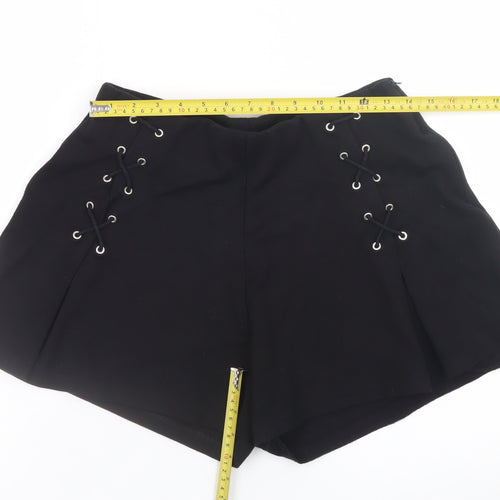 Bellentina Womens Black Size 12 High Rise Lace Up Shorts