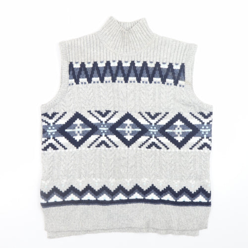 Marks and Spencer Men's Grey Geometric Knit Sleeveless Vest M