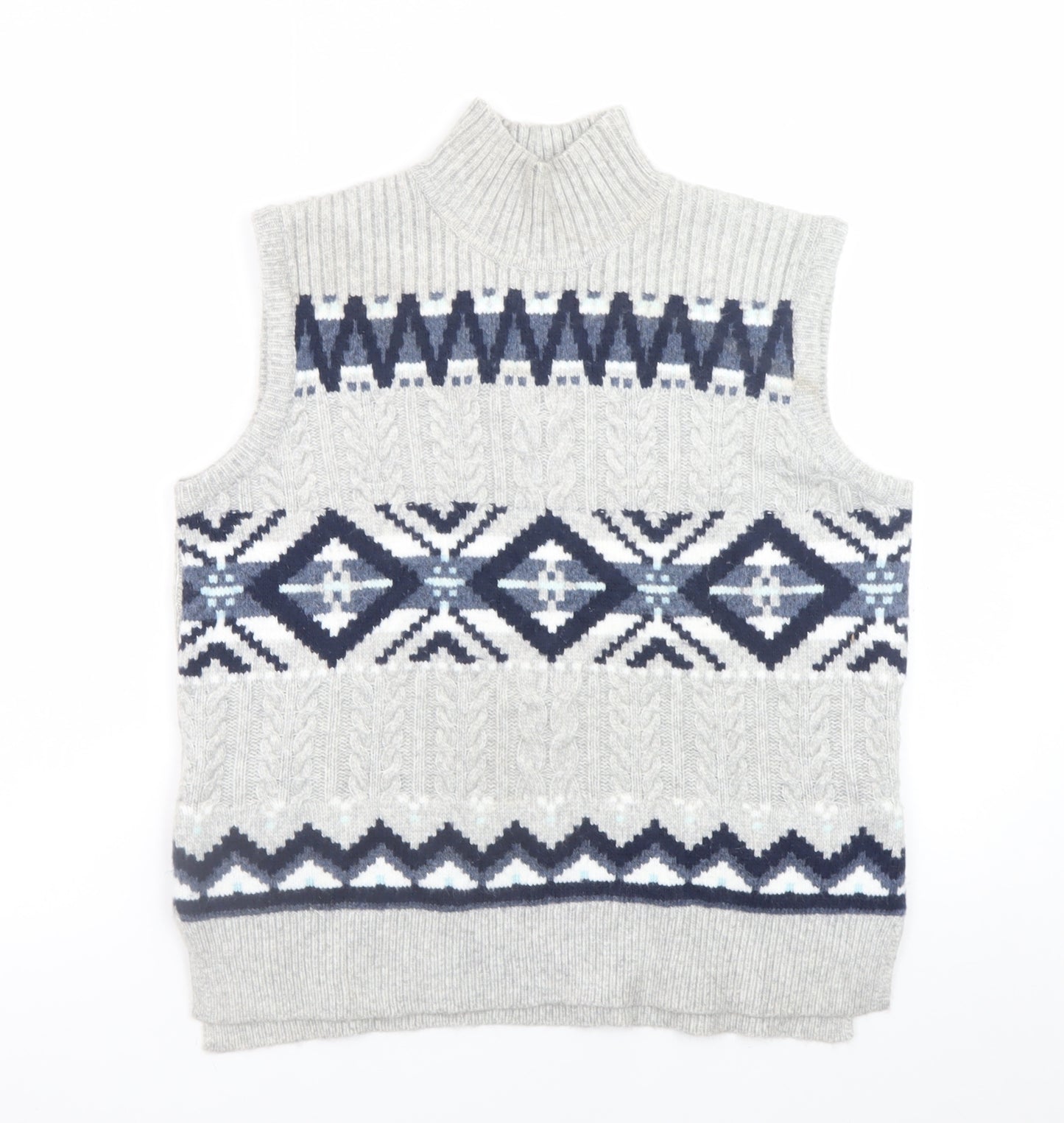 Marks and Spencer Men's Grey Geometric Knit Sleeveless Vest M
