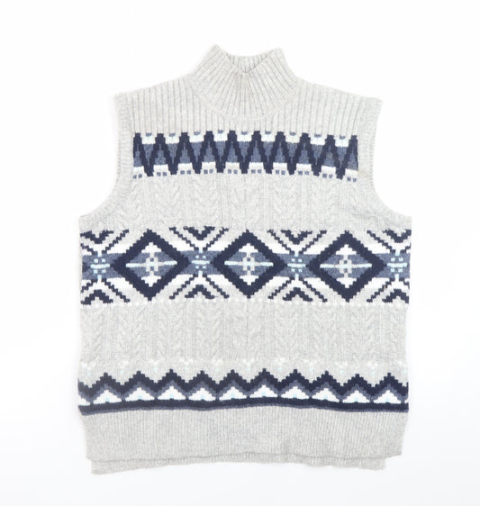 Marks and Spencer Men's Grey Geometric Knit Sleeveless Vest M