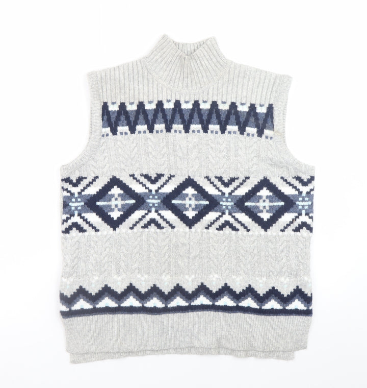 Marks and Spencer Men's Grey Geometric Knit Sleeveless Vest M