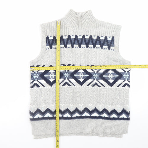 Marks and Spencer Men's Grey Geometric Knit Sleeveless Vest M