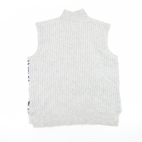Marks and Spencer Men's Grey Geometric Knit Sleeveless Vest M