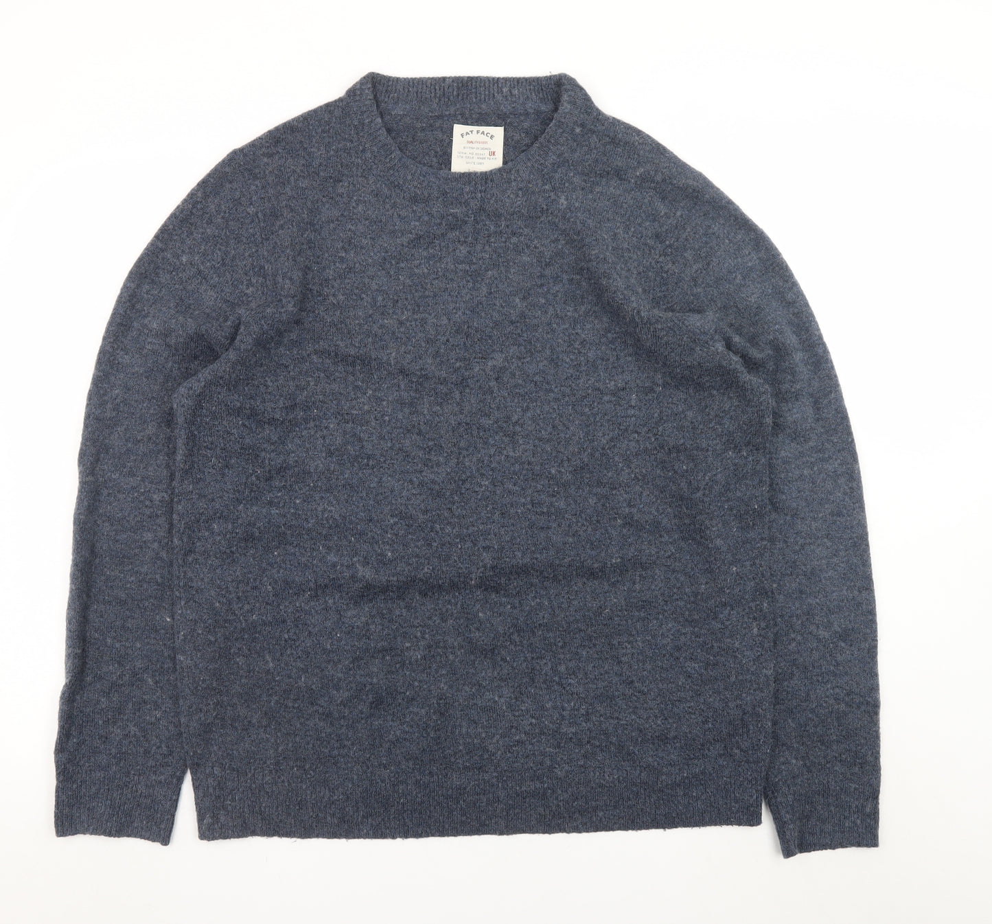 Fat Face Men's Blue Wool Blend Crew Neck Pullover Jumper Size L