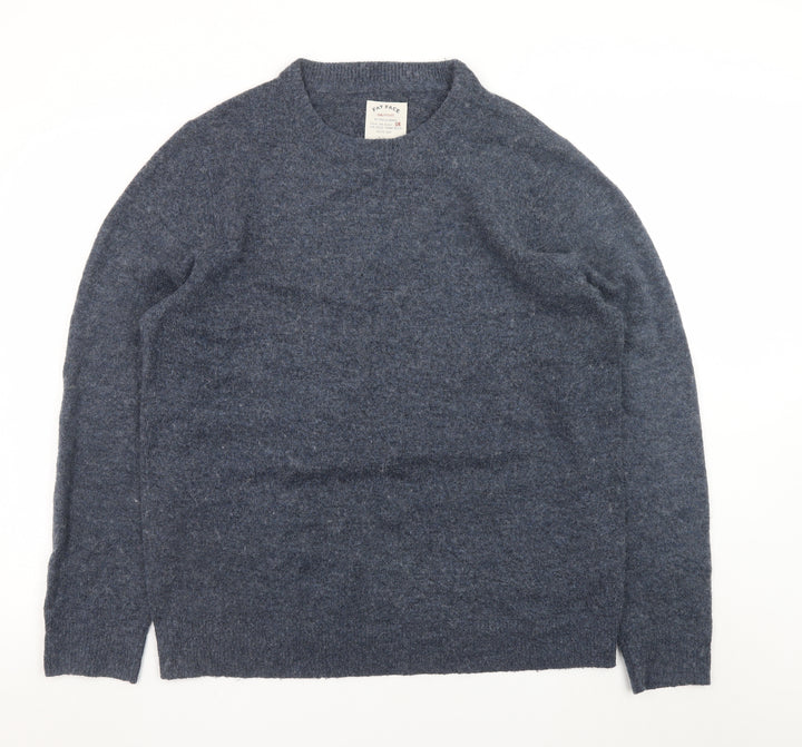 Fat Face Men's Blue Wool Blend Crew Neck Pullover Jumper Size L