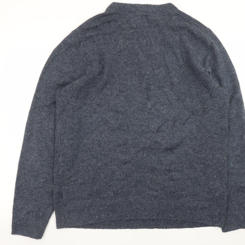 Fat Face Men's Blue Wool Blend Crew Neck Pullover Jumper Size L
