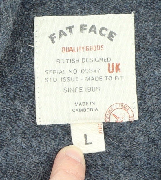 Fat Face Men's Blue Wool Blend Crew Neck Pullover Jumper Size L