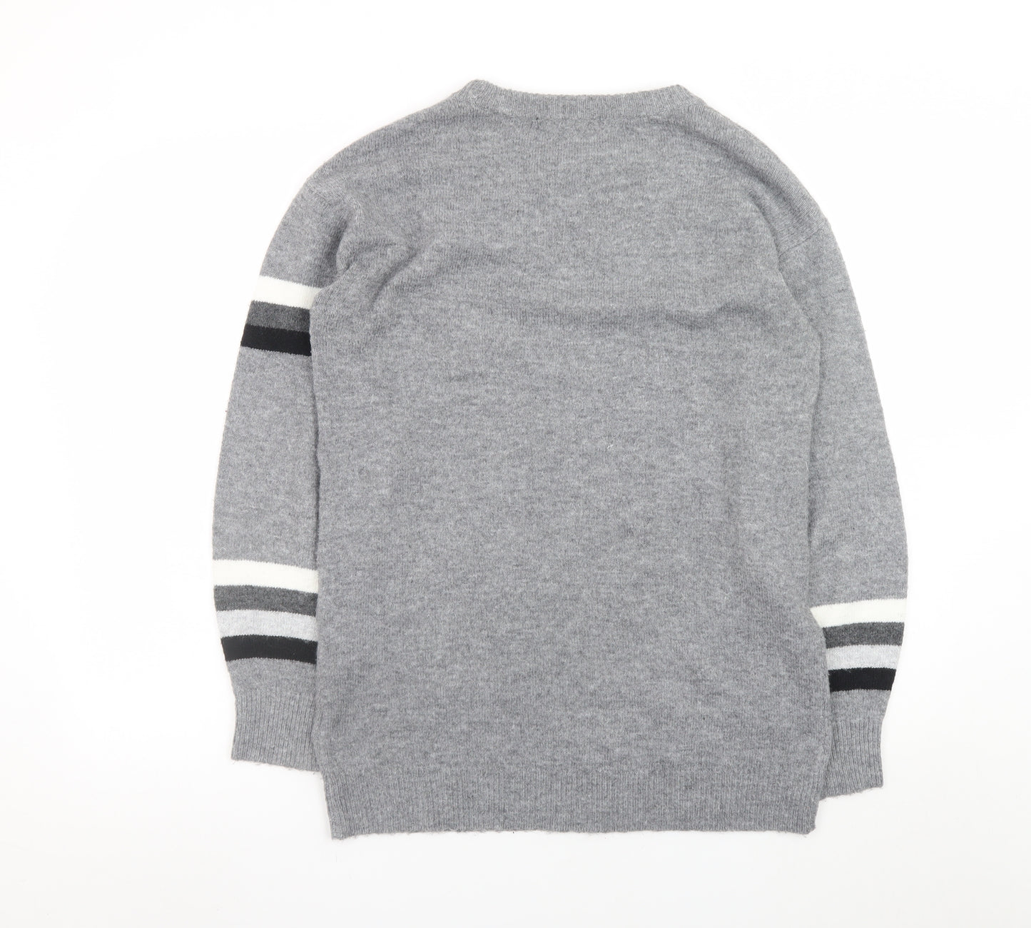Next Women Grey Sequin Star Striped Knit Jumper Size S