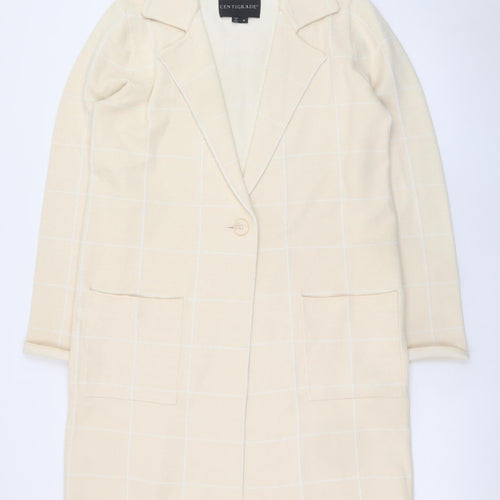 Centigrade Women’s Beige Long Check Coatigan M Classic Smart Casual
