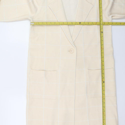 Centigrade Women’s Beige Long Check Coatigan M Classic Smart Casual