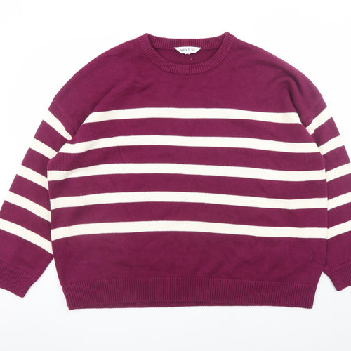 Next Women’s Purple Striped Cotton Acrylic Crew Neck Jumper XL