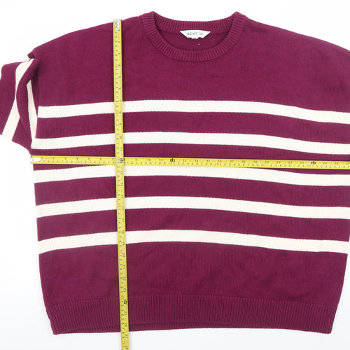 Next Women’s Purple Striped Cotton Acrylic Crew Neck Jumper XL