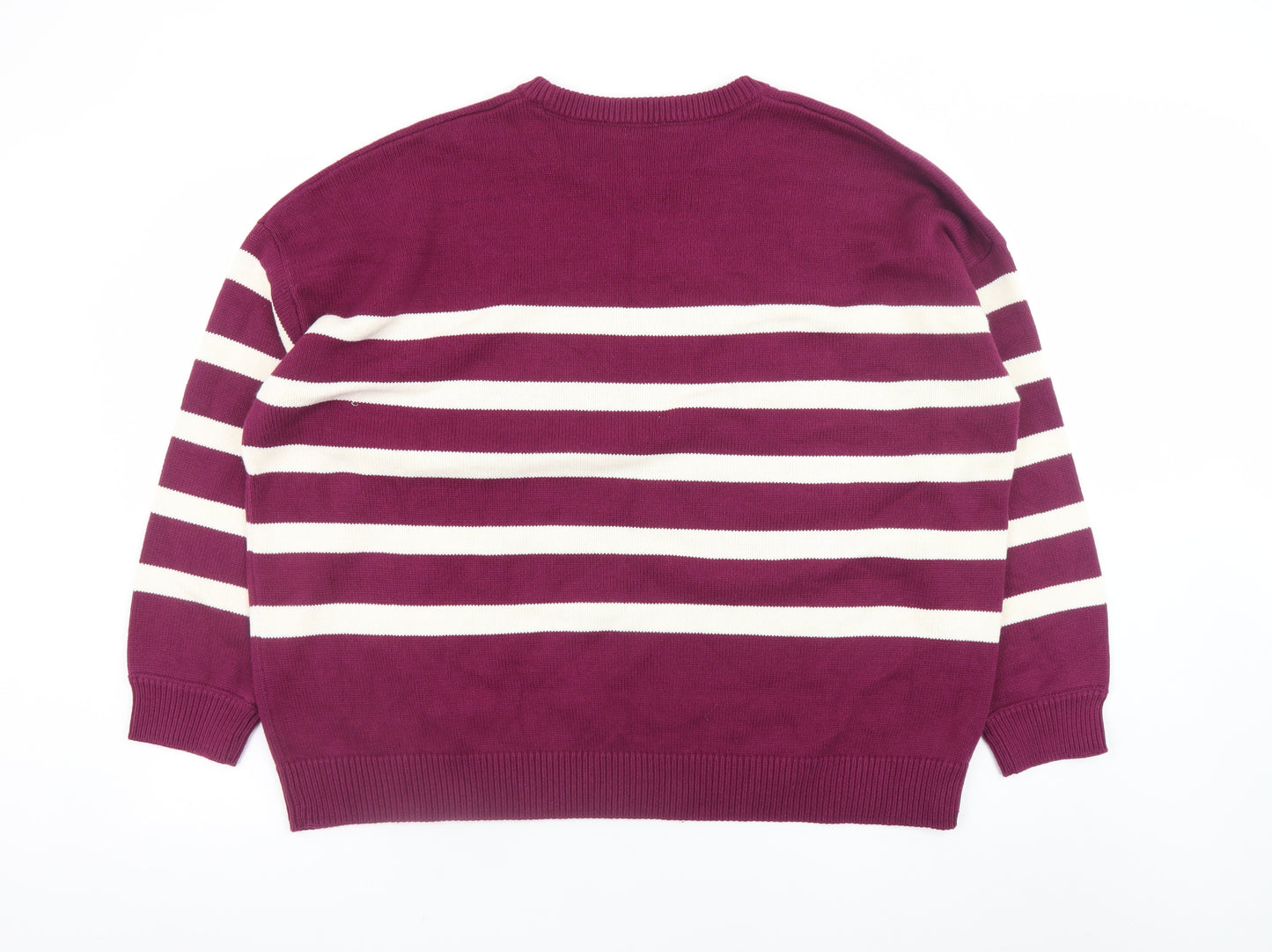 Next Women’s Purple Striped Cotton Acrylic Crew Neck Jumper XL