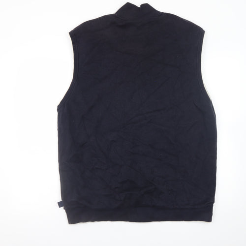 Marks and Spencer Men's Navy Blue 2XL Sleeveless Full Zip Cotton Vest