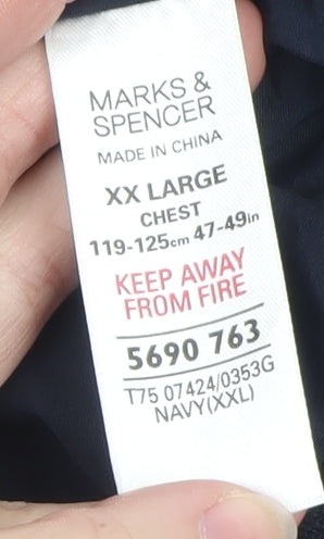 Marks and Spencer Men's Navy Blue 2XL Sleeveless Full Zip Cotton Vest