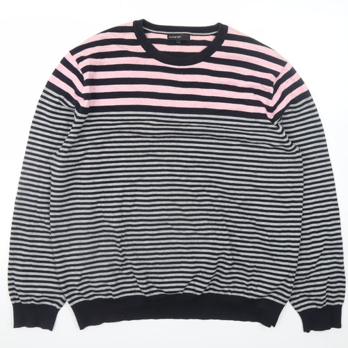 Marks and Spencer Men's Pink Striped Cotton Jumper XL