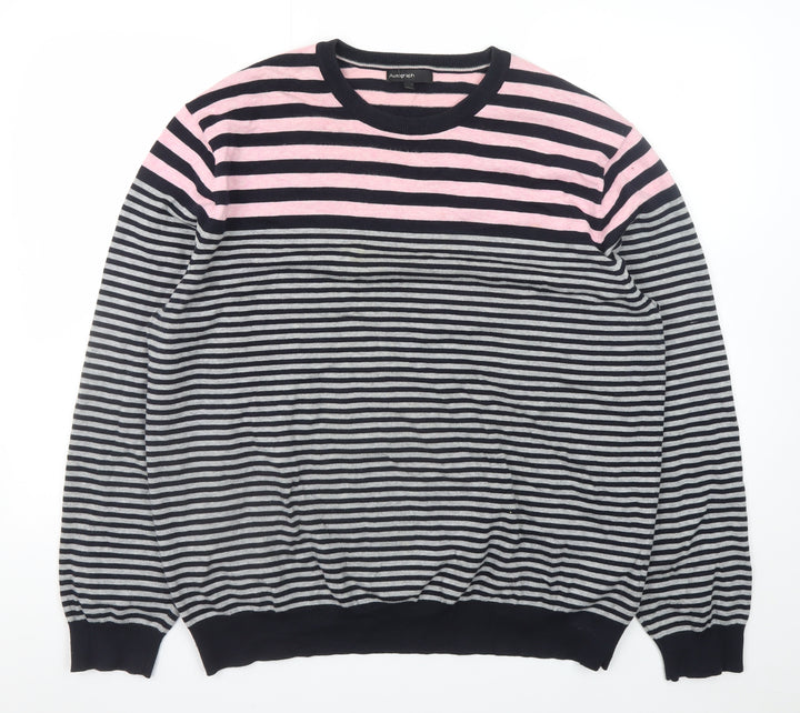 Marks and Spencer Men's Pink Striped Cotton Jumper XL