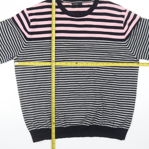 Marks and Spencer Men's Pink Striped Cotton Jumper XL
