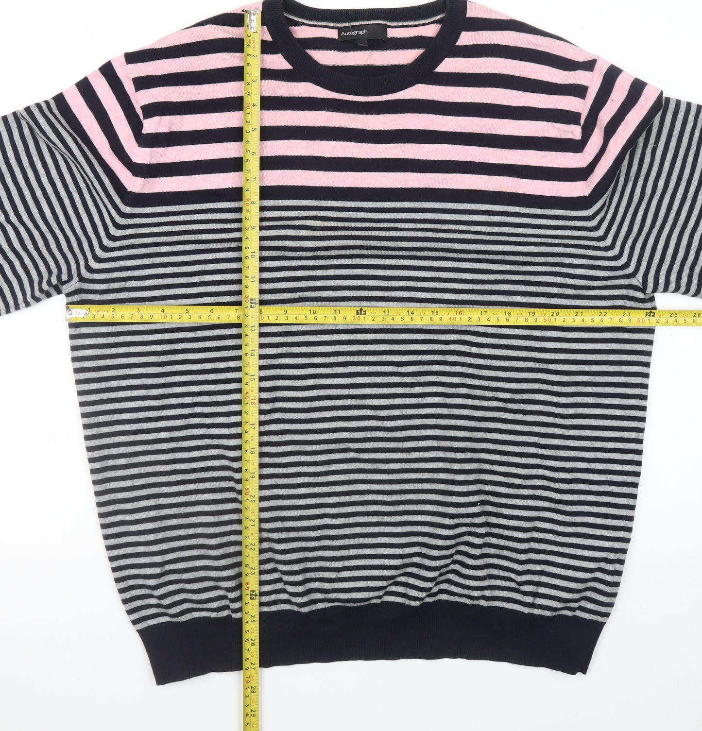 Marks and Spencer Men's Pink Striped Cotton Jumper XL