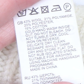 Reiss Womens Ivory Wool Blend High Neck Geometric Jumper M