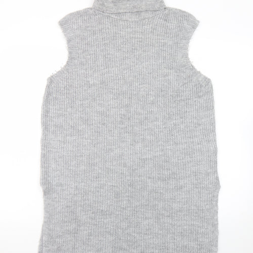 ONLY Women’s Grey Knit Sleeveless Roll Neck Jumper Dress Size L