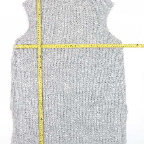 ONLY Women’s Grey Knit Sleeveless Roll Neck Jumper Dress Size L
