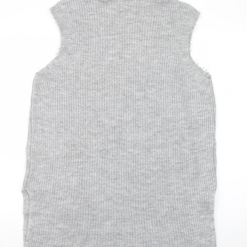 ONLY Women’s Grey Knit Sleeveless Roll Neck Jumper Dress Size L