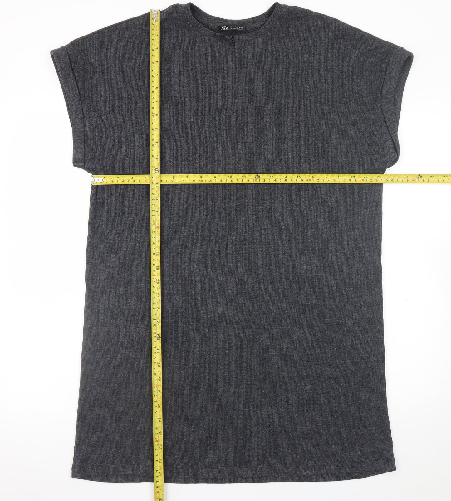 Zara Women Grey S T-Shirt Dress Short Sleeve Casual Jersey