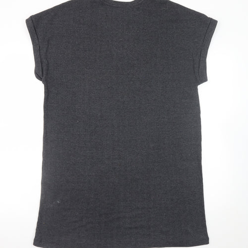 Zara Women Grey S T-Shirt Dress Short Sleeve Casual Jersey