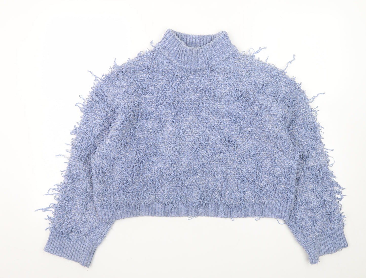 ASOS DESIGN Women Blue Size 10 Chunky High Neck Textured Jumper