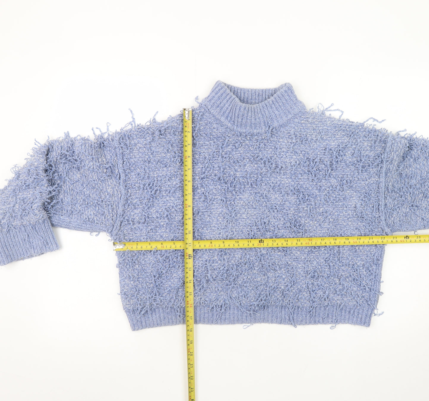 ASOS DESIGN Women Blue Size 10 Chunky High Neck Textured Jumper