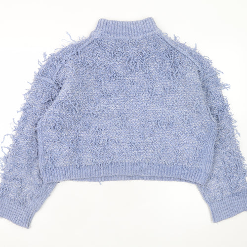 ASOS DESIGN Women Blue Size 10 Chunky High Neck Textured Jumper