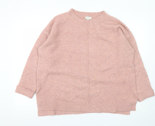 Monsoon Women Pink Crew Neck Long Sleeve Pullover Jumper L