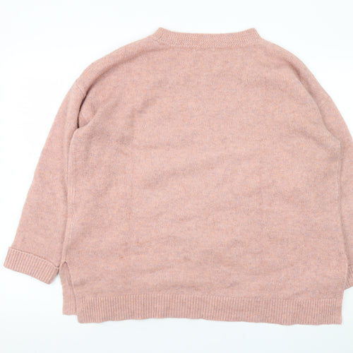 Monsoon Women Pink Crew Neck Long Sleeve Pullover Jumper L